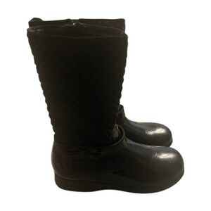 Black Quilted Pediped Boots with Bow Accent